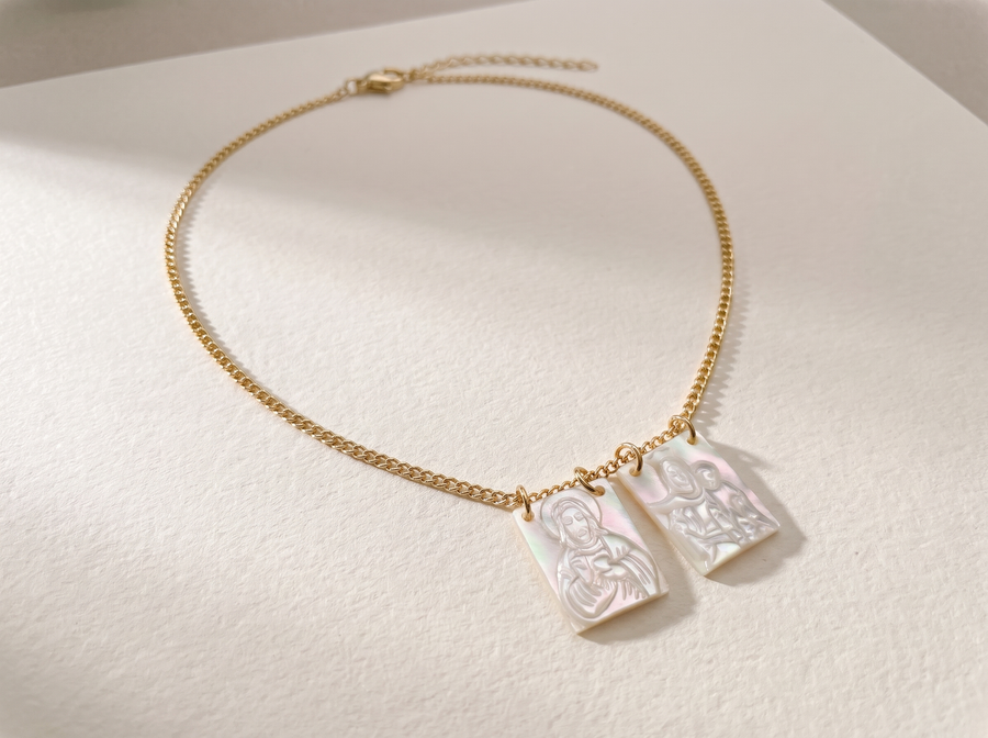 The mother-of-pearl scapular necklace