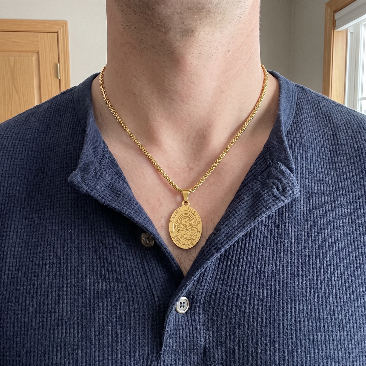 St Joseph Medal Necklace