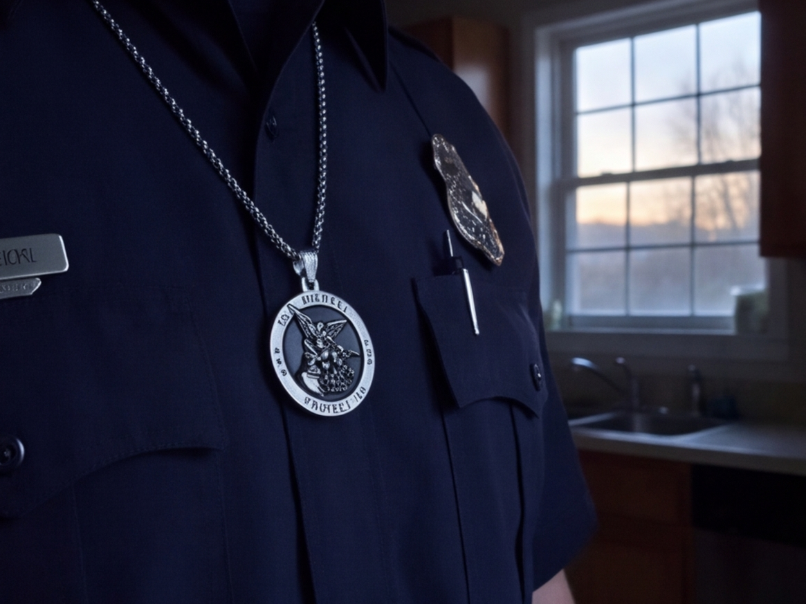 A customer’s photo of the St Michael medal