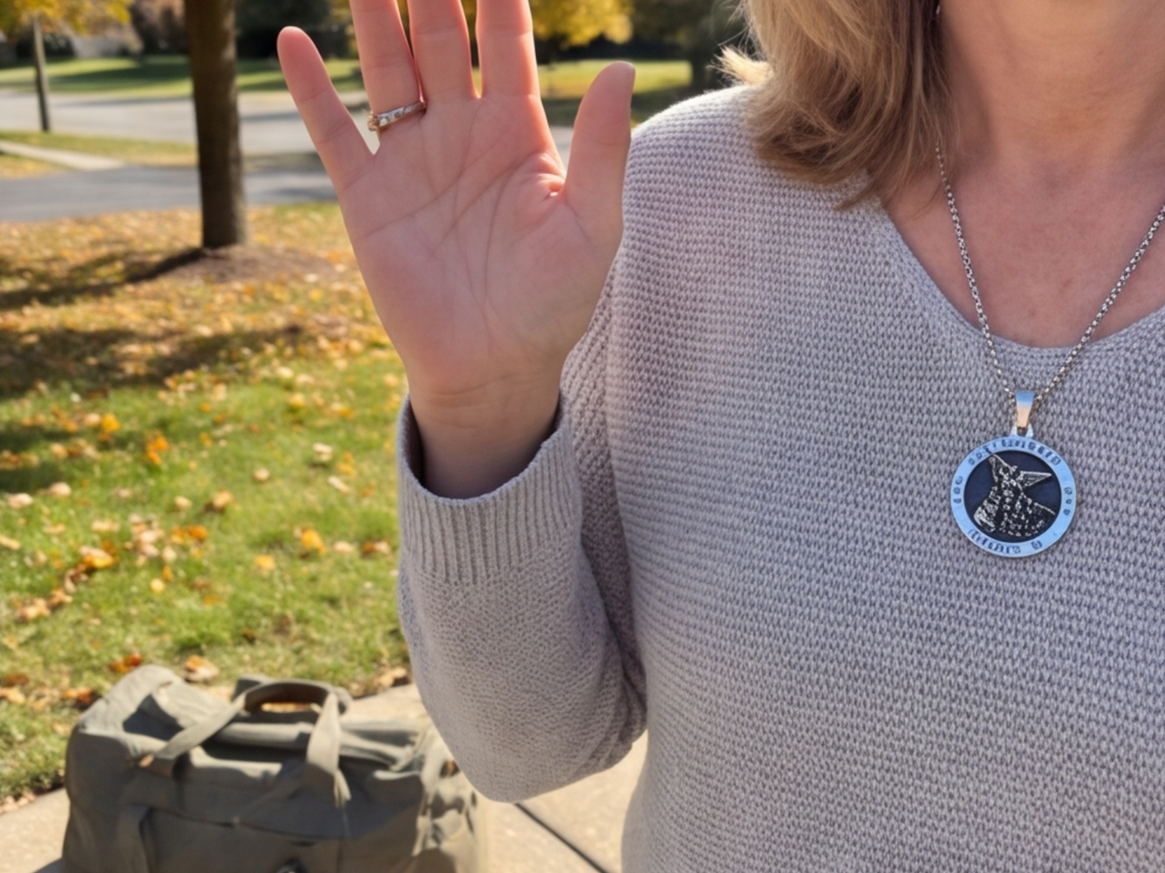 A customer’s photo of the St Michael medal