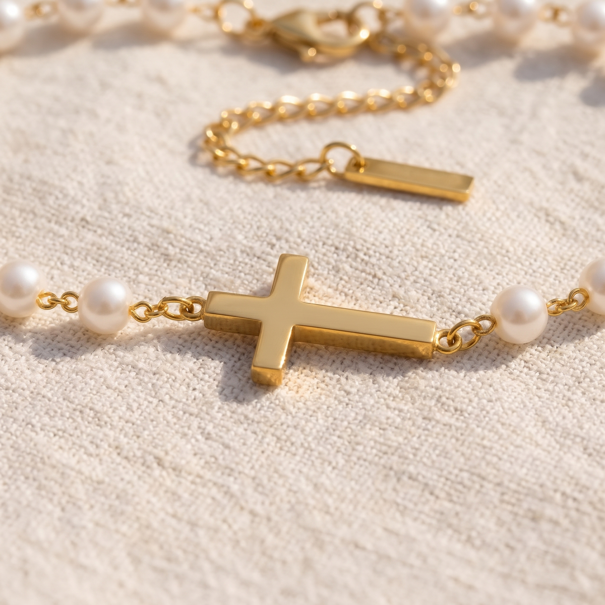 Pearl Cross Bracelet