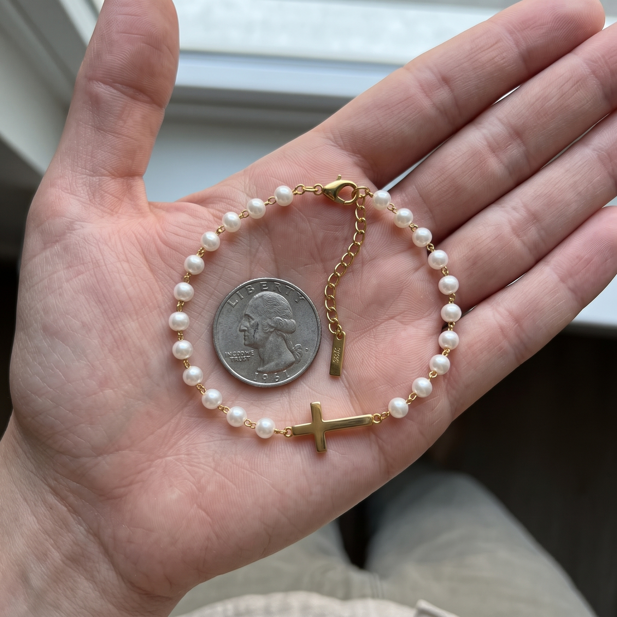 Pearl Cross Bracelet