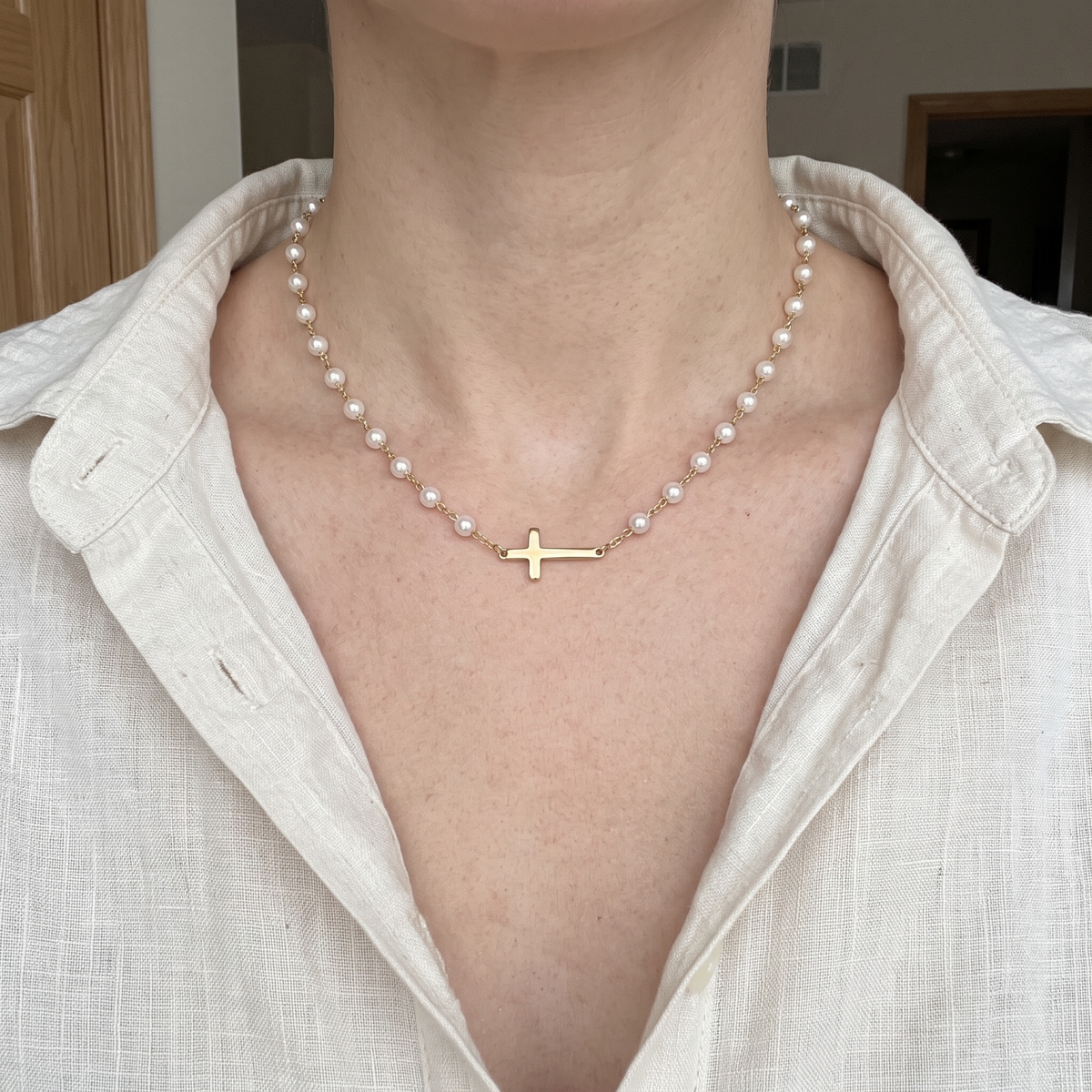 Pearl Cross Necklace