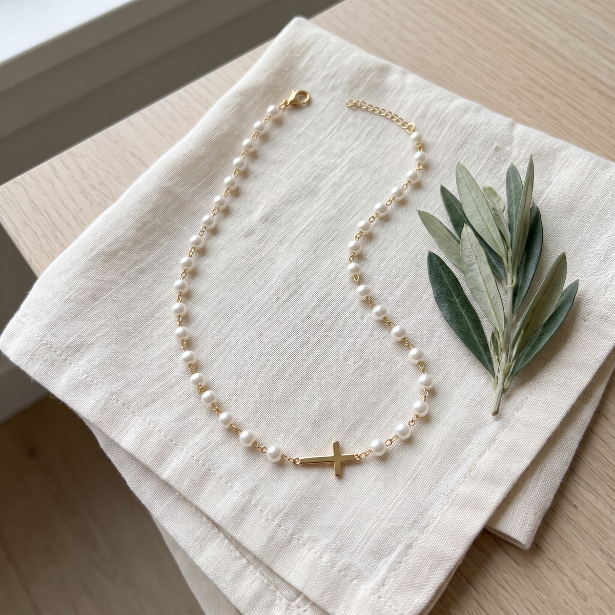 Pearl Cross Necklace