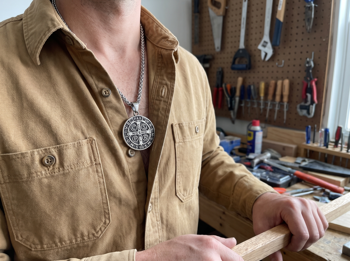 A customer’s photo of the St Benedict medal