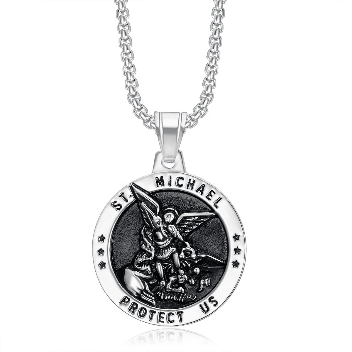 The St Michael medal on its chain