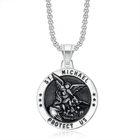 The St Michael medal on its chain