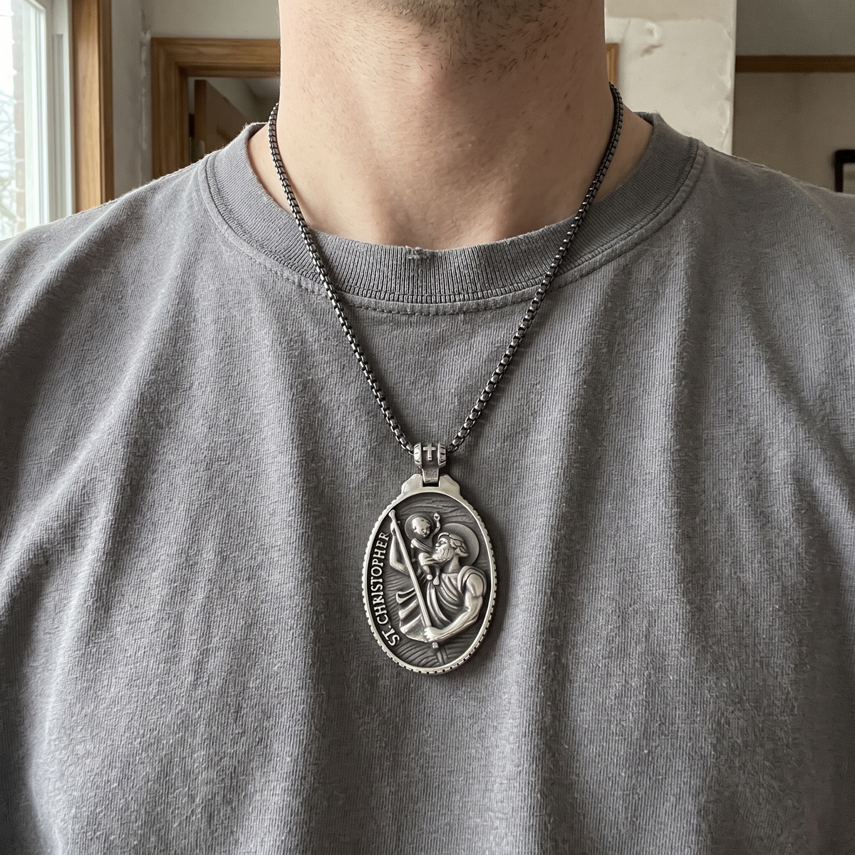 St Christopher Medal Necklace