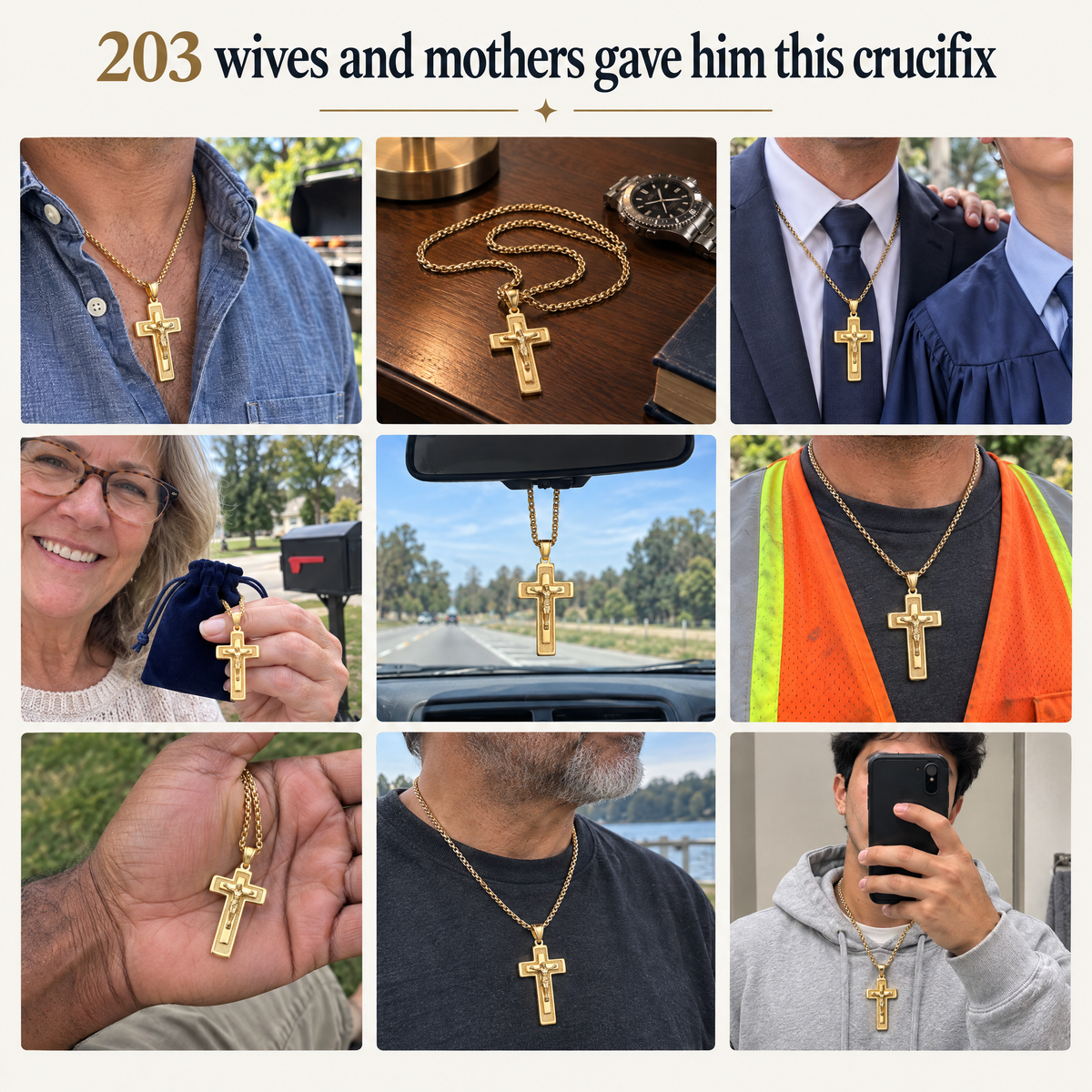 203 wives and mothers gave him this crucifix