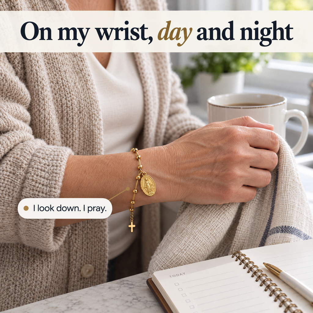 On my wrist, day and night · I look down. I pray.