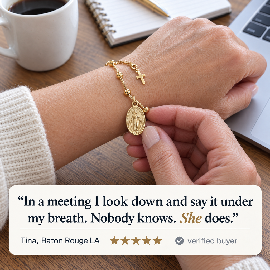 "In a meeting I look down and say it under my breath. Nobody knows. She does." · Tina, Baton Rouge LA · ★★★★★ · verified buyer