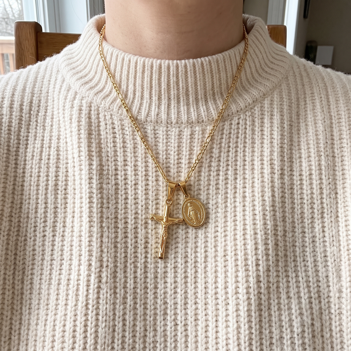 Miraculous Medal & Crucifix Necklace
