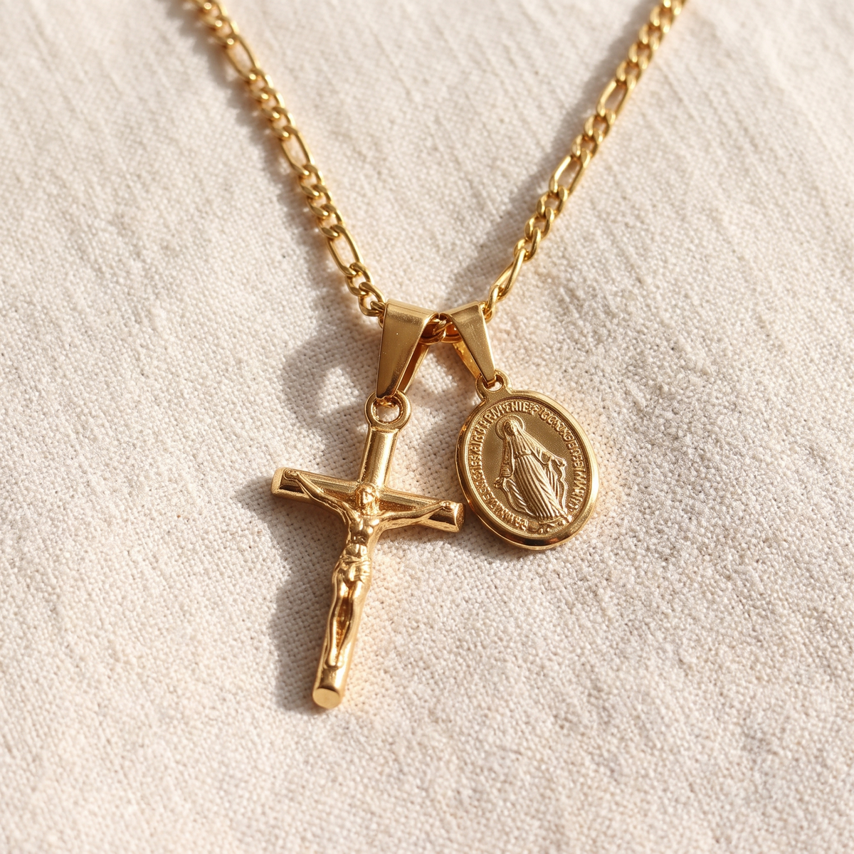 Miraculous Medal & Crucifix Necklace