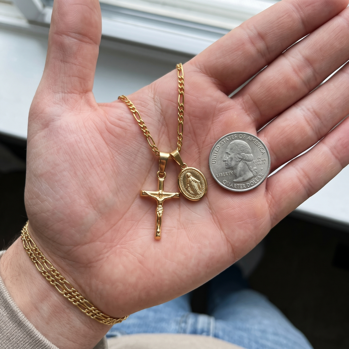 Miraculous Medal & Crucifix Necklace