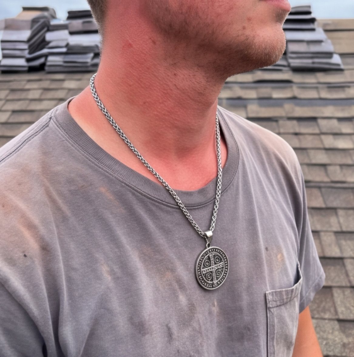 A customer’s photo of the St Benedict medal