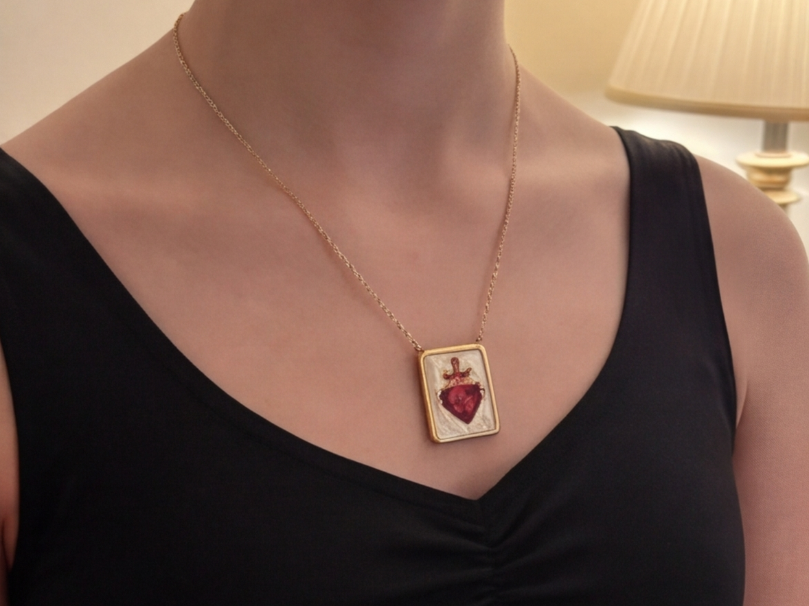 A customer’s photo of the mother-of-pearl scapular