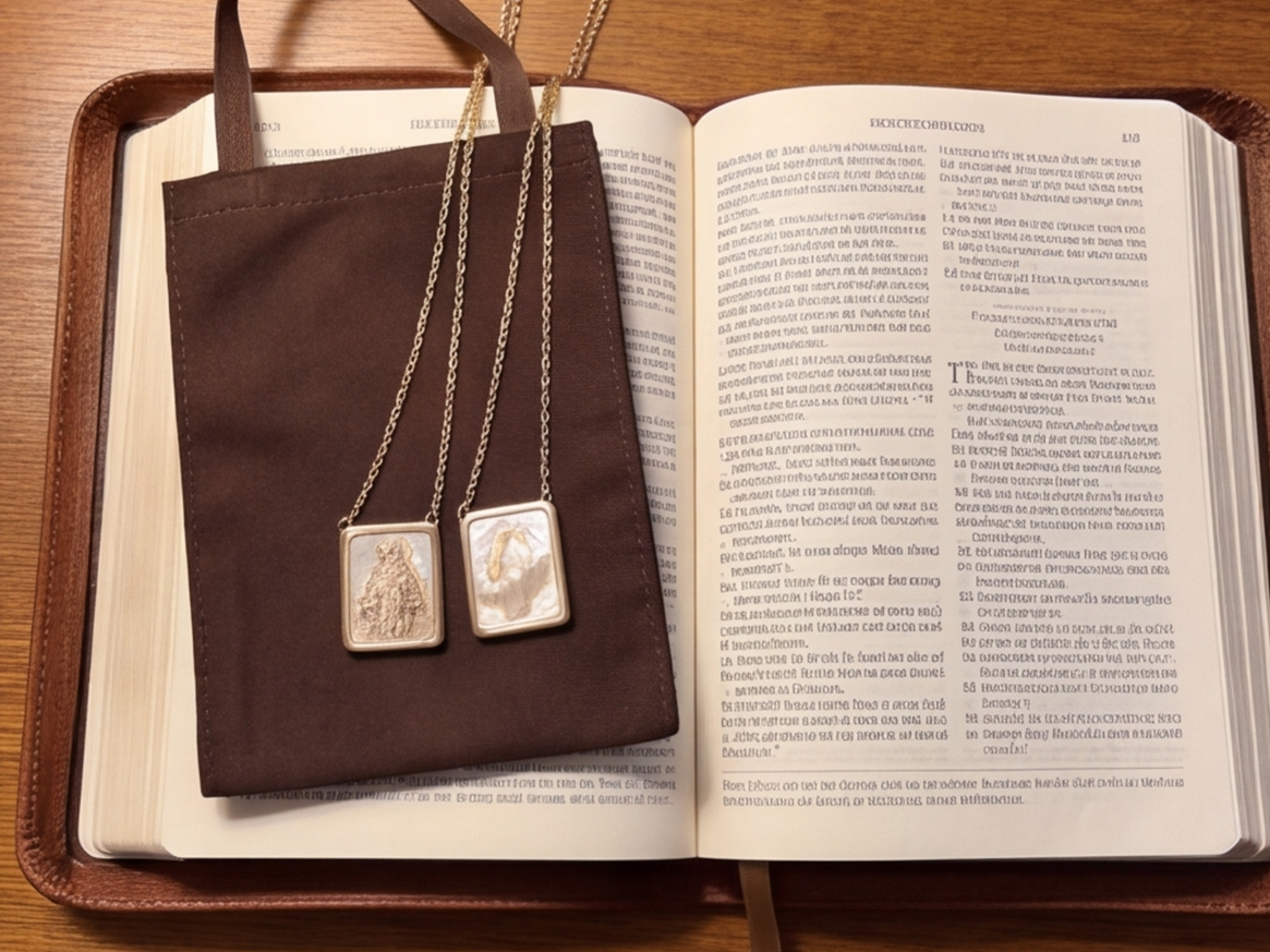 A customer’s photo of the mother-of-pearl scapular