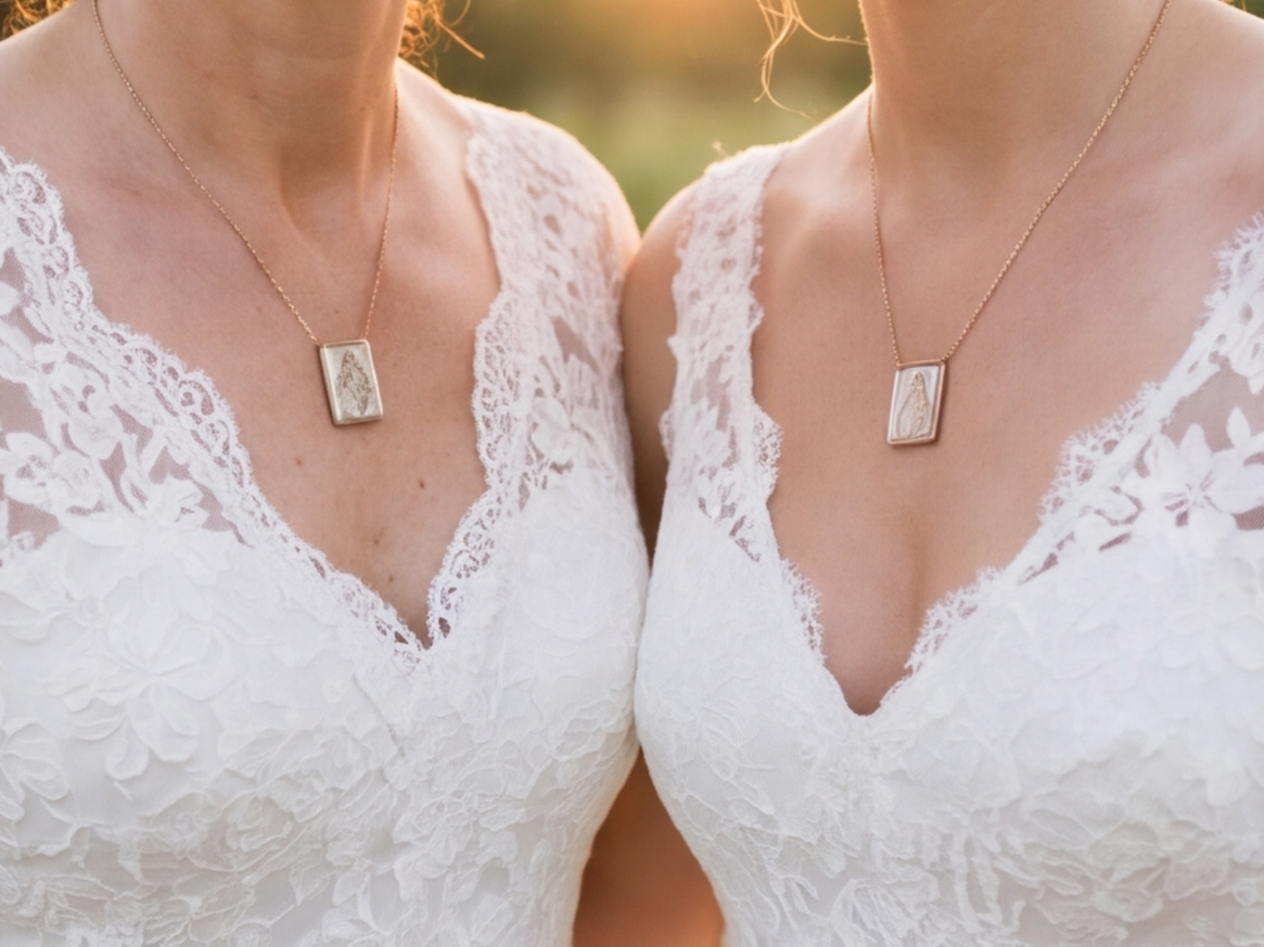 A customer’s photo of the mother-of-pearl scapular